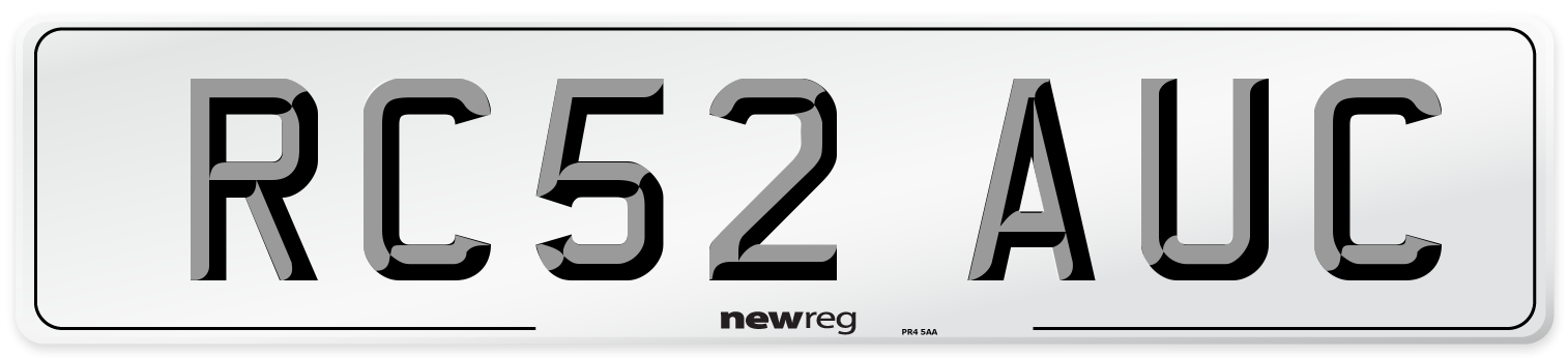 RC52 AUC Number Plate from New Reg